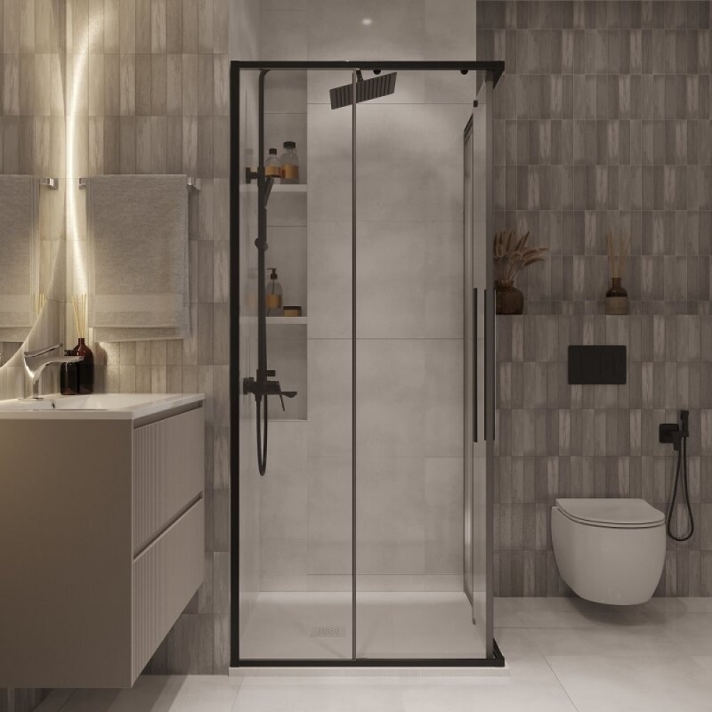 Душевой уголок Niagara Nova NG-6823-34BLACK, 90 х 90 см, стекло прозрачное, профиль черный матовый