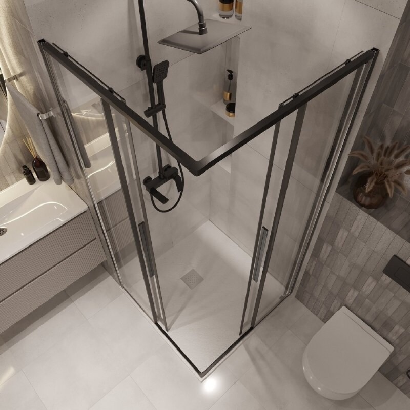 Душевой уголок Niagara Nova NG-6824-34BLACK, 100 х 100 см, стекло прозрачное, профиль черный матовый