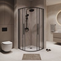 Душевой уголок Niagara Nova NG-6826-34BLACK, 90 х 90 см, стекло прозрачное, профиль черный матовый