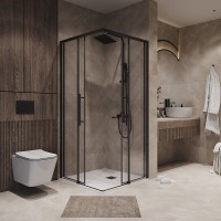 Душевой уголок Niagara Nova NG-6829-34BLACK, 90 х 90 см, стекло прозрачное, профиль черный матовый