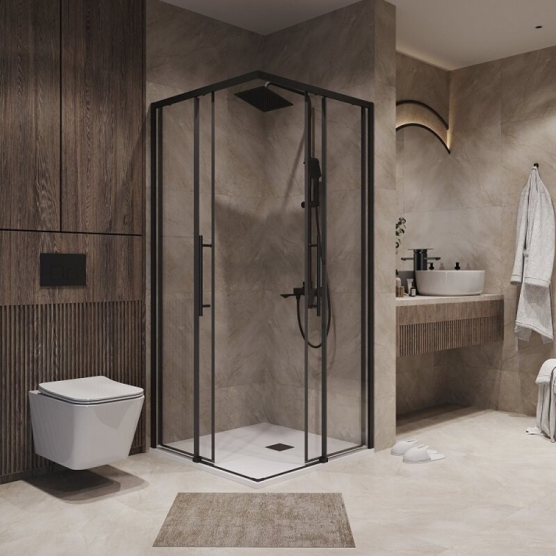 Душевой уголок Niagara Nova NG-6829-34BLACK, 90 х 90 см, стекло прозрачное, профиль черный матовый