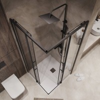 Душевой уголок Niagara Nova NG-6830-34BLACK, 100 х 100 см, стекло прозрачное, профиль черный матовый