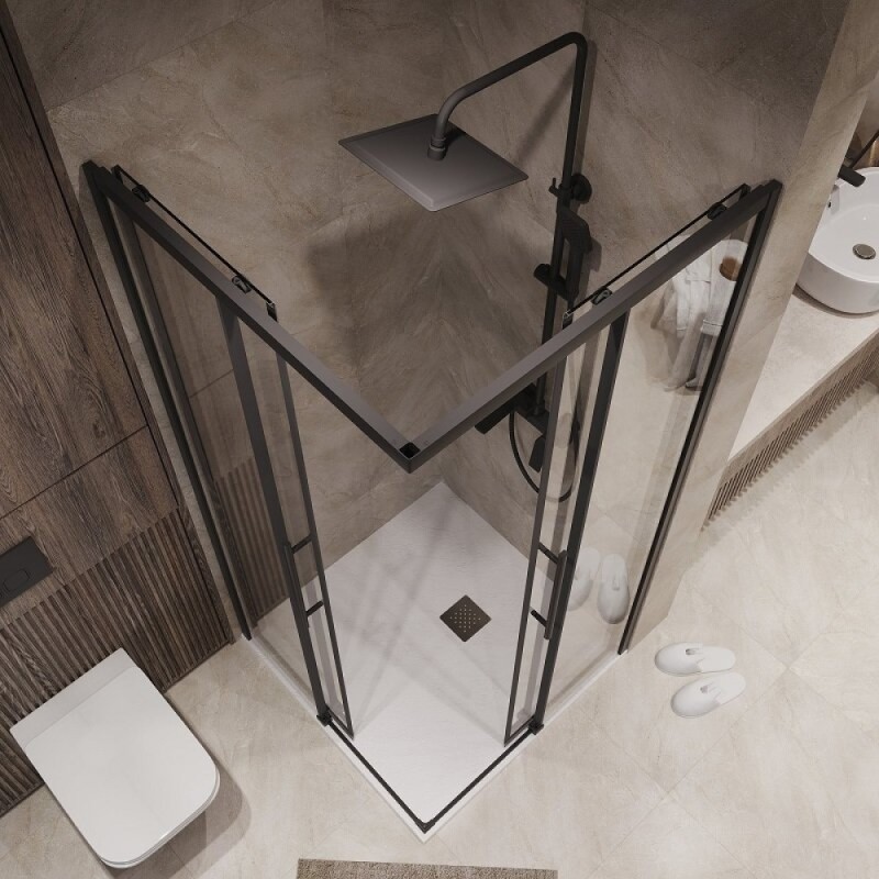 Душевой уголок Niagara Nova NG-6830-34BLACK, 100 х 100 см, стекло прозрачное, профиль черный матовый