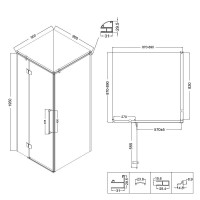Душевой уголок Niagara Nova NG-6831-34BLACK, 90 х 90 см, стекло прозрачное, профиль черный матовый