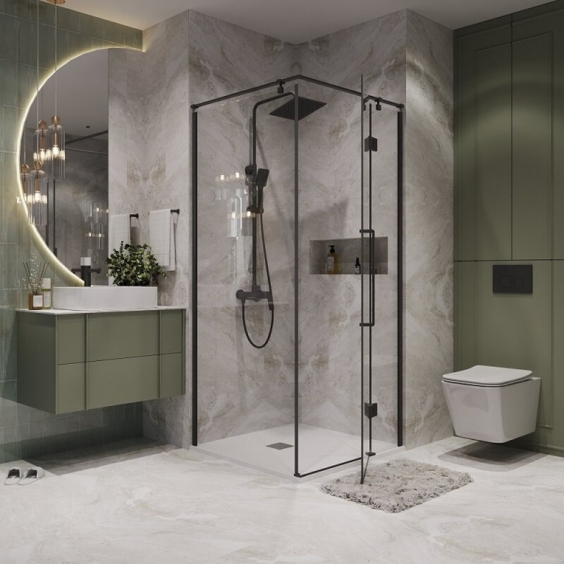 Душевой уголок Niagara Nova NG-6831-34BLACK, 90 х 90 см, стекло прозрачное, профиль черный матовый