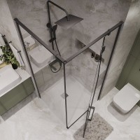 Душевой уголок Niagara Nova NG-6832-34BLACK, 100 х 100 см, стекло прозрачное, профиль черный матовый
