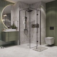 Душевой уголок Niagara Nova NG-6832-34BLACK, 100 х 100 см, стекло прозрачное, профиль черный матовый