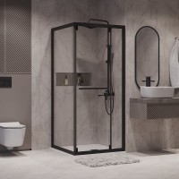 Душевой уголок Niagara Nova NG-6833-34BLACK, 90 х 90 см, стекло прозрачное, профиль черный матовый