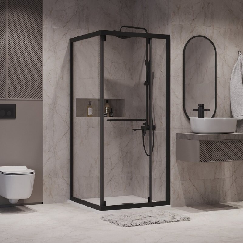 Душевой уголок Niagara Nova NG-6833-34BLACK, 90 х 90 см, стекло прозрачное, профиль черный матовый
