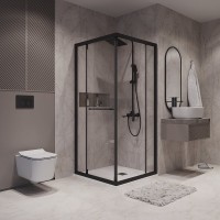 Душевой уголок Niagara Nova NG-6835-34BLACK, 100 х 100 см, стекло прозрачное, профиль черный матовый