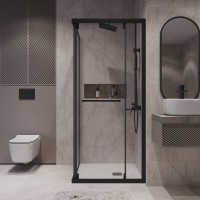Душевой уголок Niagara Nova NG-6835-34BLACK, 100 х 100 см, стекло прозрачное, профиль черный матовый