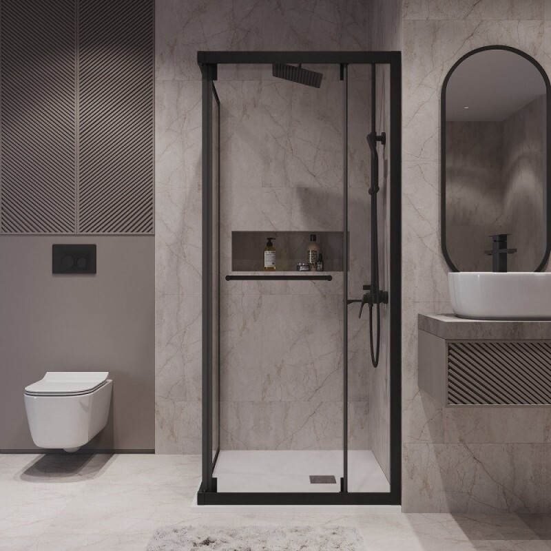 Душевой уголок Niagara Nova NG-6835-34BLACK, 100 х 100 см, стекло прозрачное, профиль черный матовый