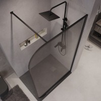 Душевая стенка Niagara Nova NG-689-10TBLACK, 100 х 200 см, со свободным входом, стекло тонированное, профиль черный матовый