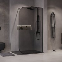 Душевая стенка Niagara Nova NG-689-90TBLACK, 90 см, со свободным входом, стекло тонированное, профиль черный матовый