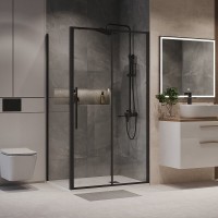 Душевой уголок Niagara Nova NG-84-10AB-A90B-34, 100 х 90 см, стекло прозрачное, профиль черный матовый