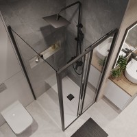 Душевой уголок Niagara Nova NG-84-11AB-A90B-34, 110 х 90 см, стекло прозрачное, профиль черный матовый