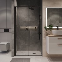 Душевая дверь в нишу Niagara Nova NG-84-12AB, 120 см, стекло прозрачное, профиль черный матовый