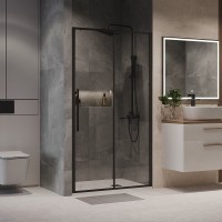 Душевая дверь в нишу Niagara Nova NG-84-13AB, 130 см, стекло прозрачное, профиль черный матовый