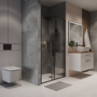 Душевая дверь в нишу Niagara Nova NG-84-13AB, 130 см, стекло прозрачное, профиль черный матовый