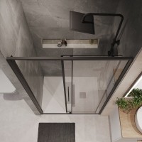 Душевая дверь в нишу Niagara Nova NG-84-14AB, 140 см, стекло прозрачное, профиль черный матовый