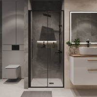Душевая дверь в нишу Niagara Nova NG-84-9AB, 90 см, стекло прозрачное, профиль черный матовый