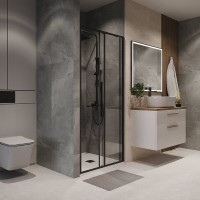 Душевая дверь в нишу Niagara Nova NG-84-9AB, 90 см, стекло прозрачное, профиль черный матовый