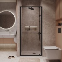 Душевая дверь в нишу Niagara Nova NG-85-10AB, 100 см, стекло прозрачное, профиль черный матовый