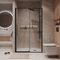 Душевая дверь в нишу Niagara Nova NG-85-11AB, 110 см, стекло прозрачное, профиль черный матовый