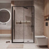 Душевой уголок Niagara Nova NG-85-11AB-A90B-34, 110 х 90 см, стекло прозрачное, профиль черный матовый