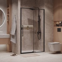 Душевая дверь в нишу Niagara Nova NG-85-12AB, 120 см, стекло прозрачное, профиль черный матовый