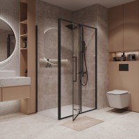 Душевой уголок Niagara Nova NG-85-12AB-A80B-34, 120 х 80 см, стекло прозрачное, профиль черный матовый