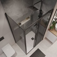 Душевой уголок Niagara Nova NG-85-14TB-TB80-34, 140 х 80 см, стекло тонированное, профиль черный матовый