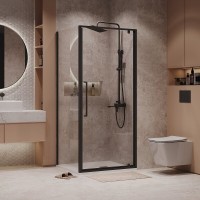 Душевой уголок Niagara Nova NG-85-8AB-A90B-34, 80 х 90 см, стекло прозрачное, профиль черный матовый