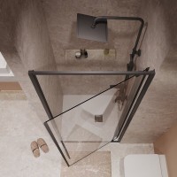 Душевая дверь в нишу Niagara Nova NG-85-9AB, 90 см, стекло прозрачное, профиль черный матовый