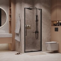 Душевая дверь в нишу Niagara Nova NG-85-9AB, 90 см, стекло прозрачное, профиль черный матовый
