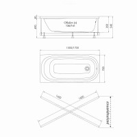 Ванна акриловая Niagara Brava NG-B15070, 150 х 70 см, белая