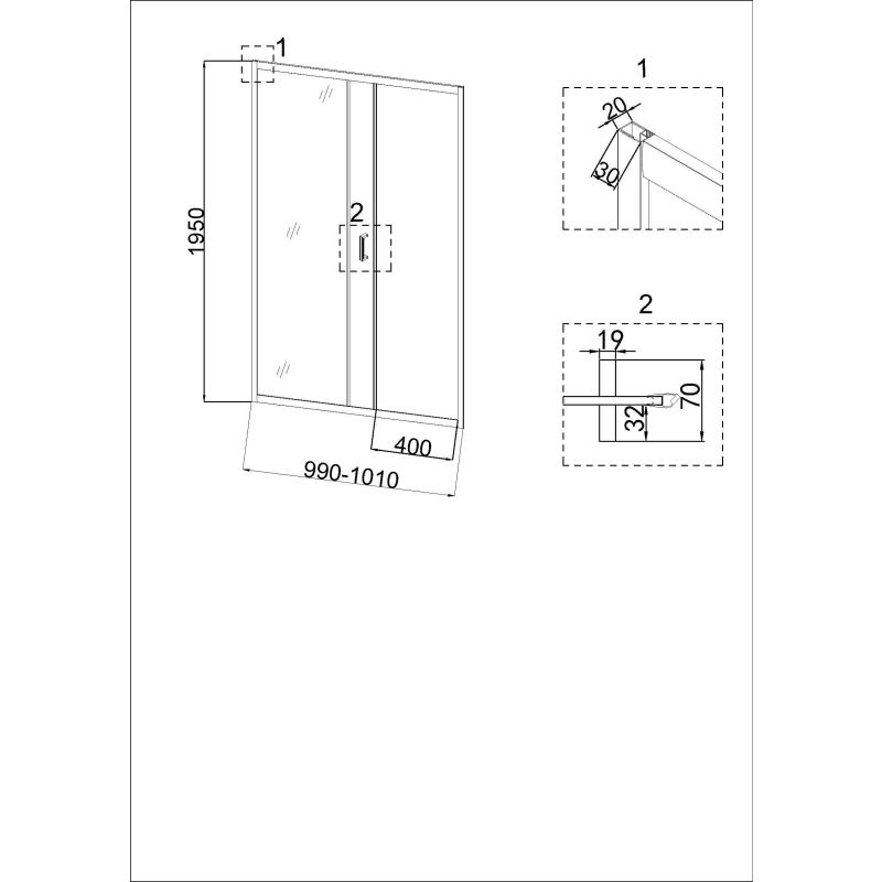 Душевая дверь Niagara NG-42-10AG (100х195) 1 место