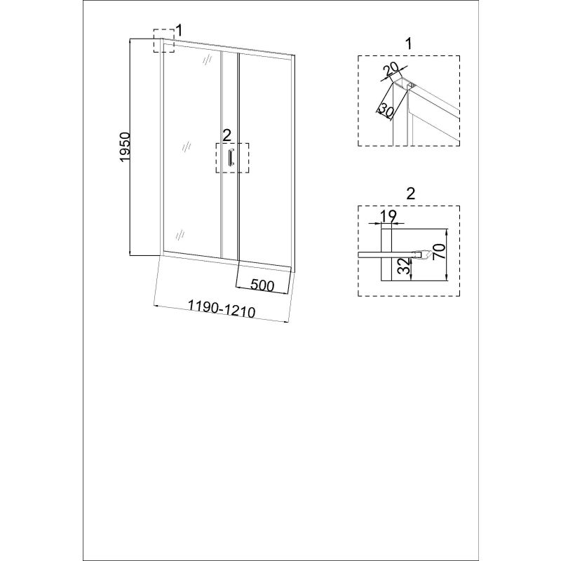 Душевая дверь Niagara NG-42-12AG (120х195) 1 место