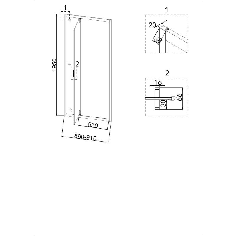 Душевая дверь Niagara NG-43-9AG (90х195) 1 место
