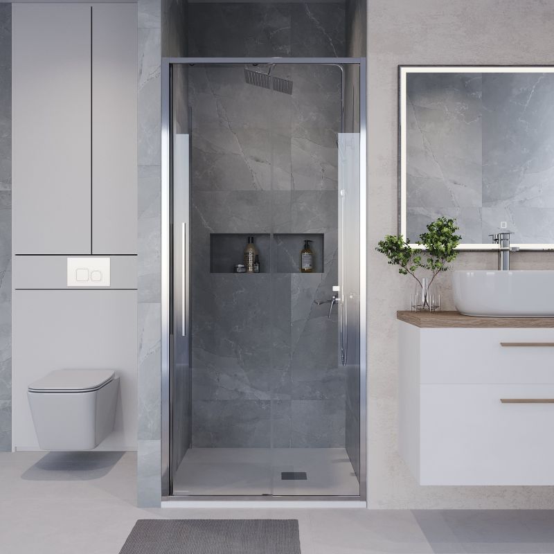 Душевая дверь Niagara NG-64-10A (100*195) хром, стекло прозрачное, 1 место