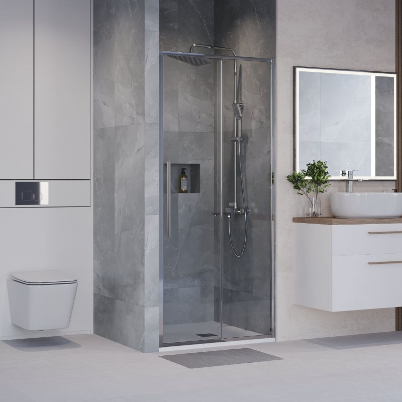 Душевая дверь Niagara NG-64-9A (90*195) хром, стекло прозрачное, 1 место