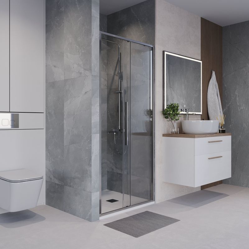 Душевая дверь Niagara NG-64-9A (90*195) хром, стекло прозрачное, 1 место