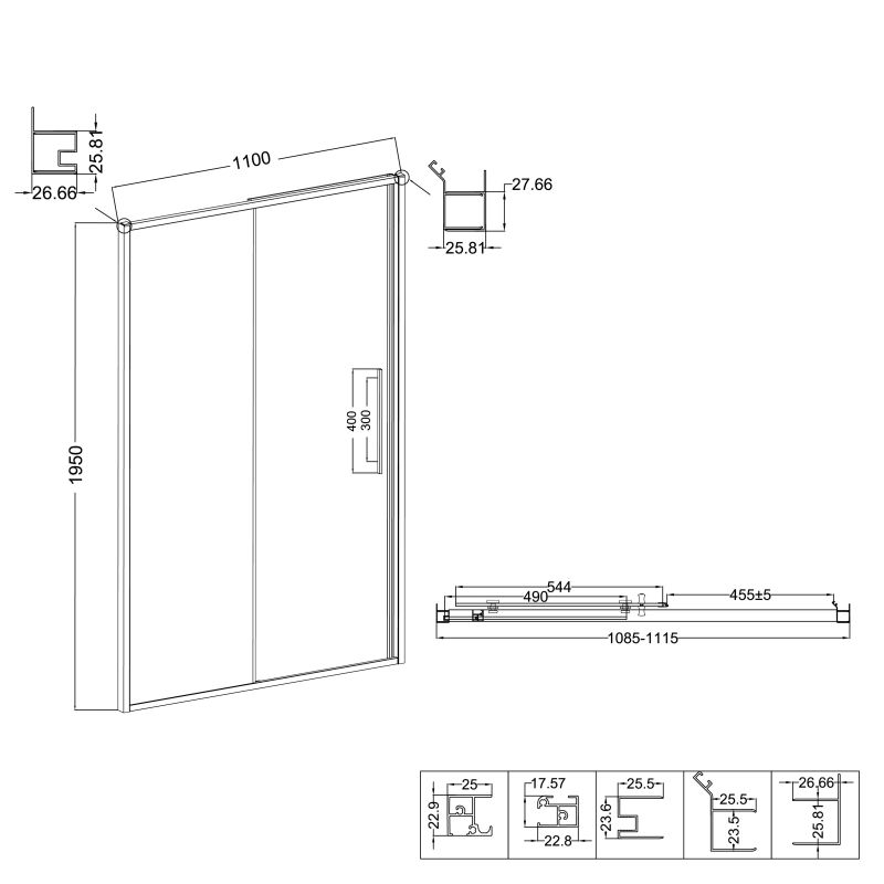 Душевая дверь Niagara NG-65-11CH (110*195) хром, стекло шиншилла, 1 место