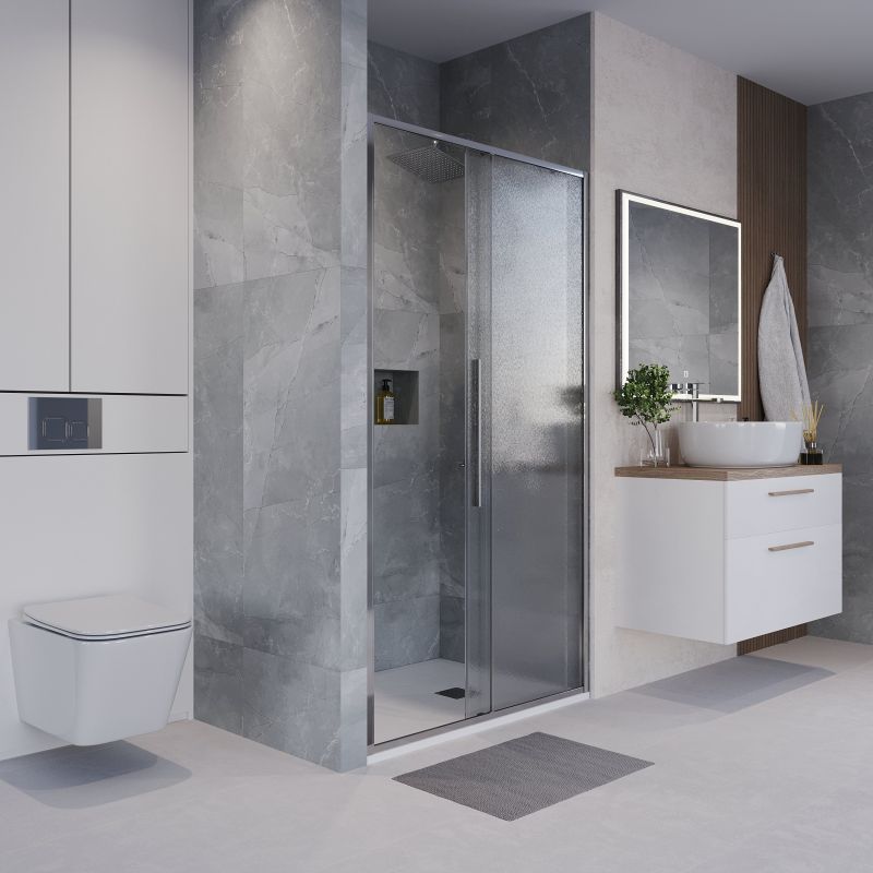 Душевая дверь Niagara NG-65-13CH (130*195) хром, стекло шиншилла, 1 место