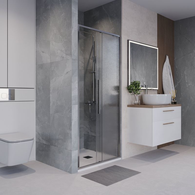 Душевая дверь Niagara NG-65-9CH (90*195) хром, стекло шиншилла, 1 место