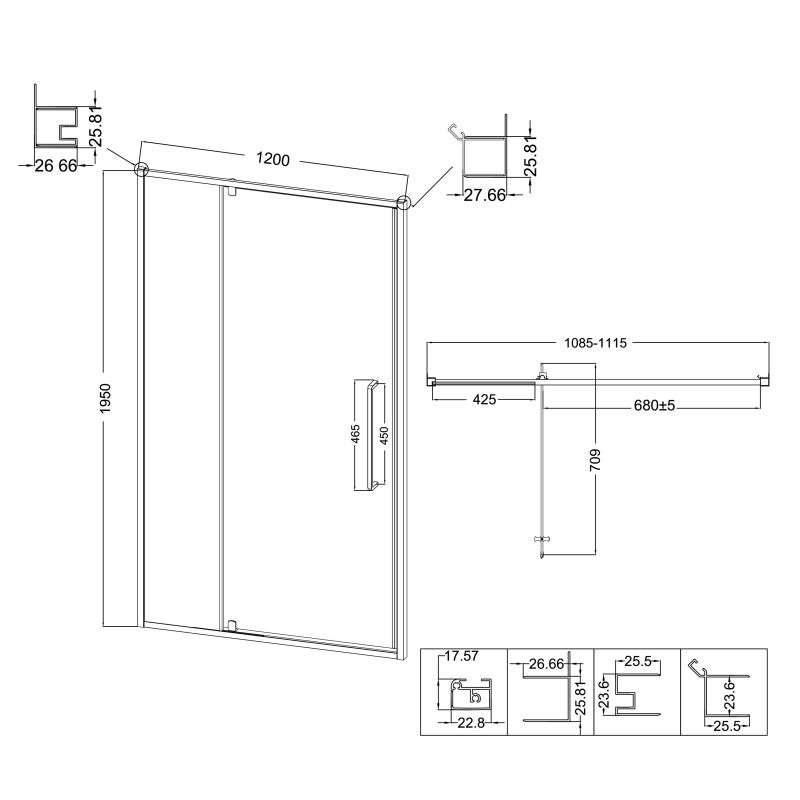 Душевая дверь Niagara NG-66-12A (120*195) хром, стекло прозрачное, 1 место