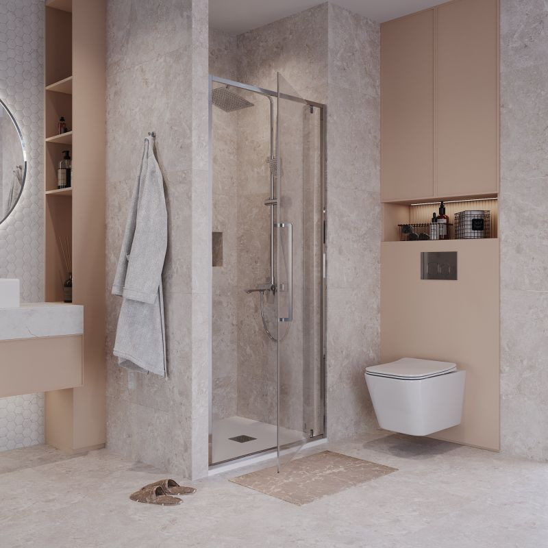 Душевая дверь Niagara NG-66-8A (80*195) хром, стекло прозрачное, 1 место