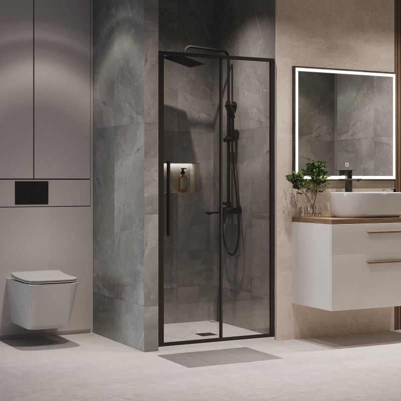 Душевая дверь Niagara NG-84-11AB (110*195) черный матовый, стекло прозрачное, 1 место