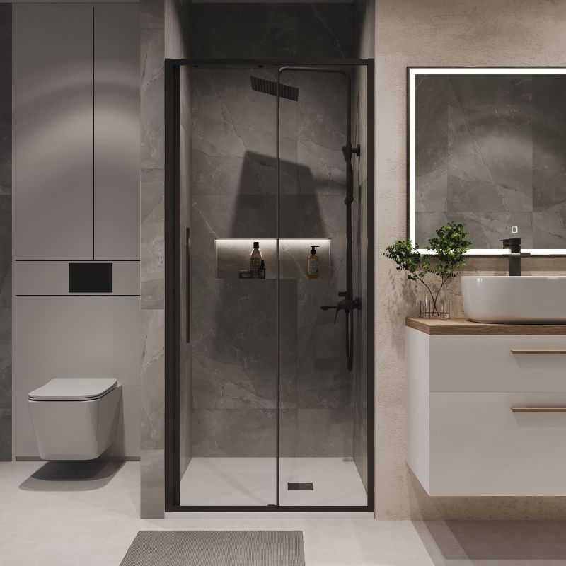 Душевая дверь Niagara NG-84-11AB (110*195) черный матовый, стекло прозрачное, 1 место