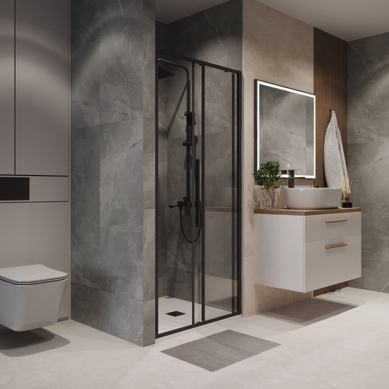 Душевая дверь Niagara NG-84-11AB (110*195) черный матовый, стекло прозрачное, 1 место